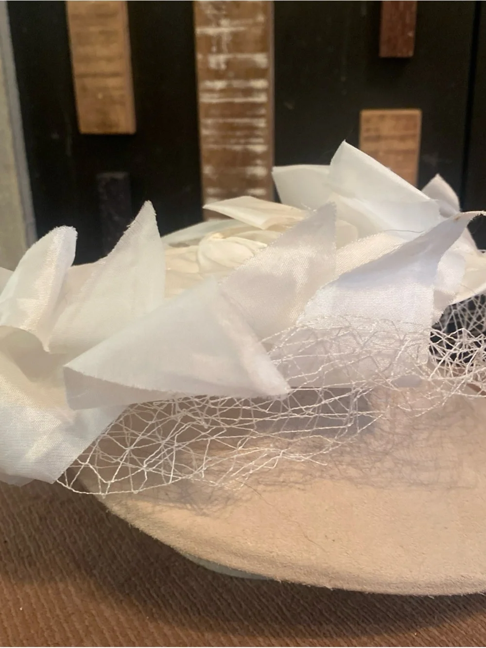 Vintage 1950s White Birdcage Veil - USA Union Made